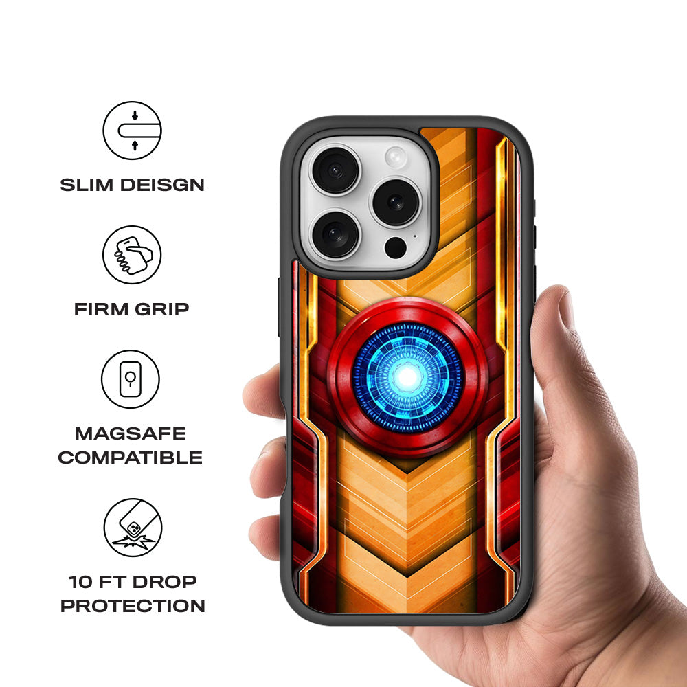 Iron Man Armor 3D Skin with Shockguard Armour Magsafe Case for Apple iPhone 16 Pro