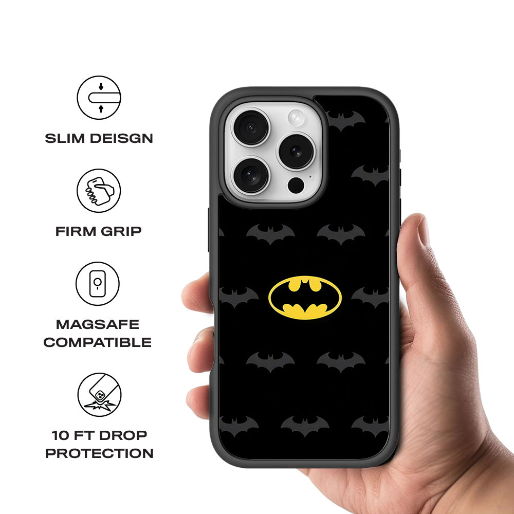 Batman Logo 3D Skin with Shockguard Armour Magsafe Case for Apple iPhone 16 Pro Max