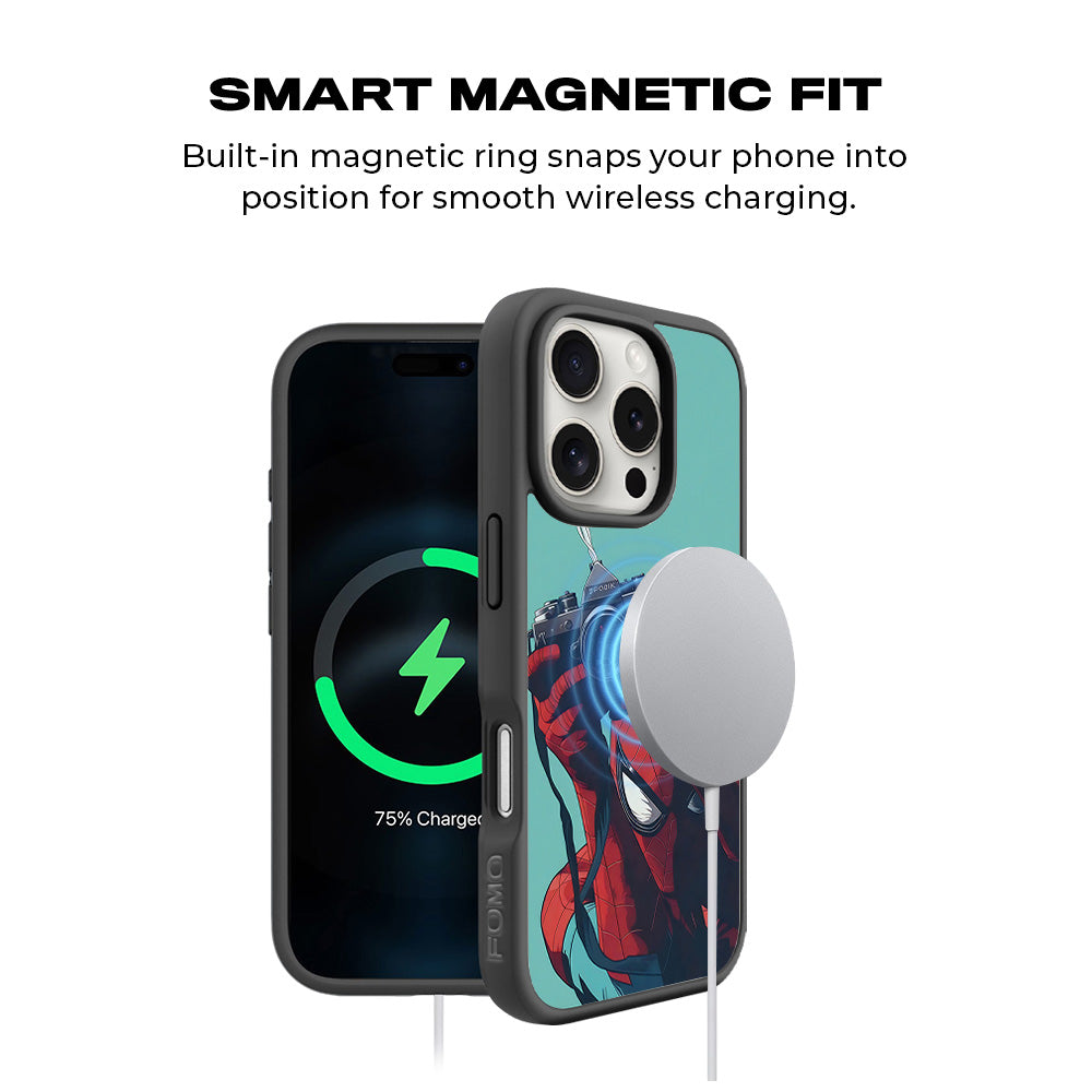 Spider-Man: Picture Perfect Shot 3D Skin with Shockguard Armour Magsafe Case for Apple iPhone 16 Pro Max