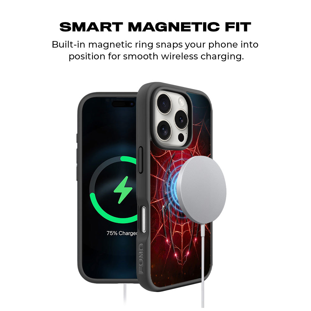 Spider-Man Black Suit 3D Skin with Shockguard Armour Magsafe Case for Apple iPhone 16 Pro