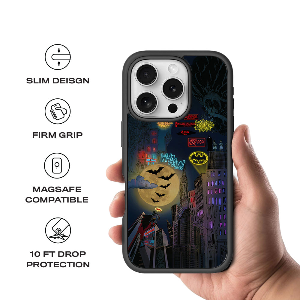 Batman City of Shadows 3D Skin with Shockguard Armour Magsafe Case for Apple iPhone 16 Pro
