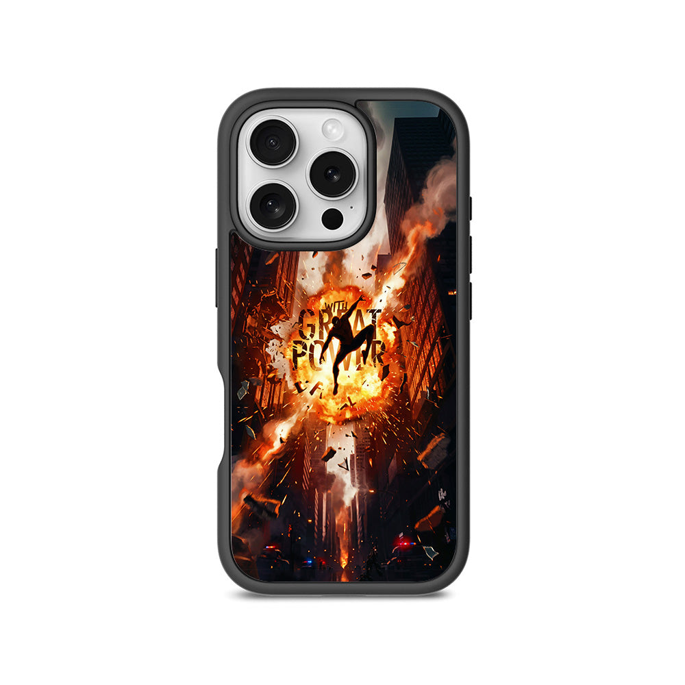 Spider-Man With Great Power 3D Skin with Shockguard Armour Magsafe Case for Apple iPhone 16 Pro