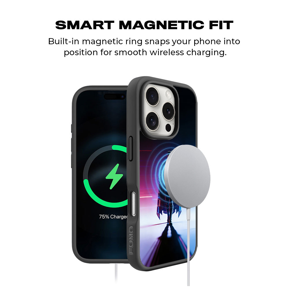 Superhero Neon Streaks 3D Skin with Shockguard Armour Magsafe Case for Apple iPhone 16 Pro Max