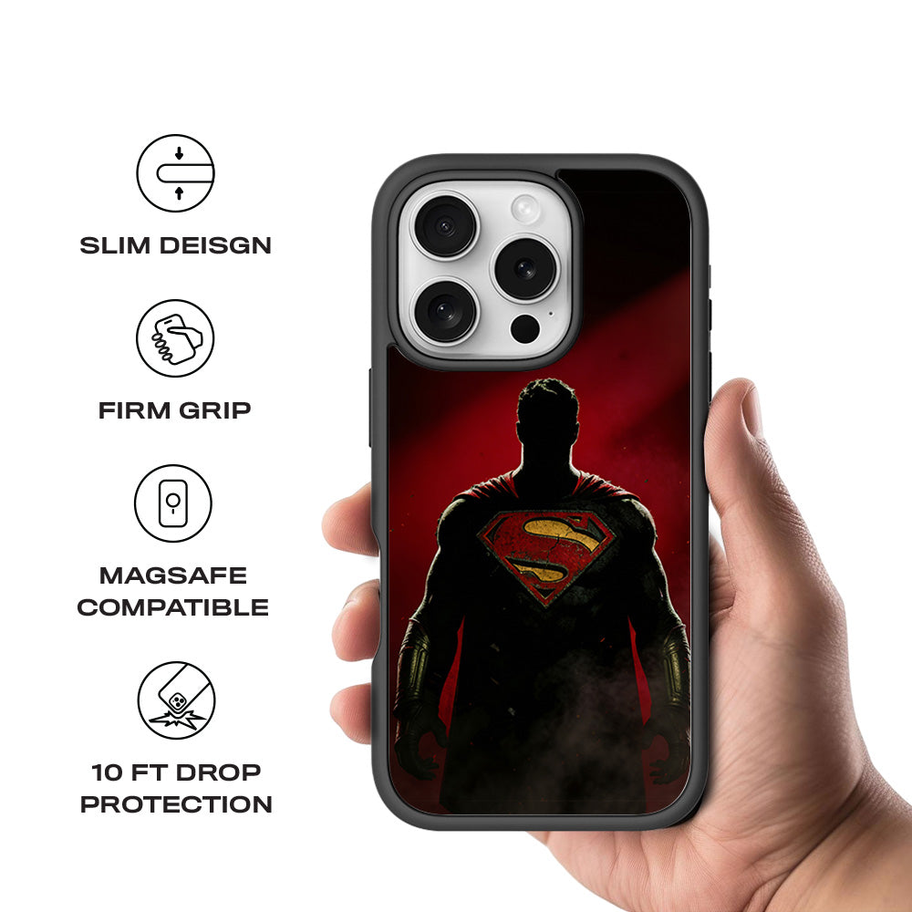 Man of Steel 3D Skin with Shockguard Armour Magsafe Case for Apple iPhone 16 Pro