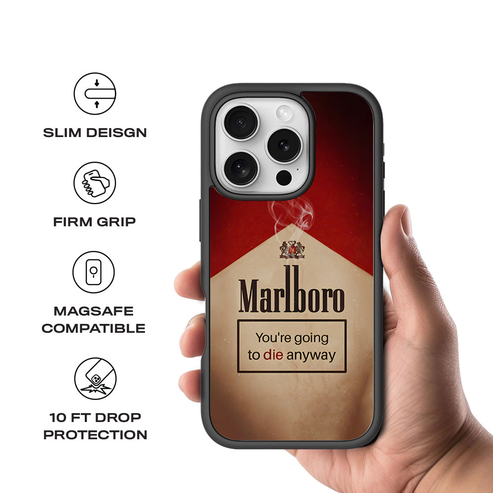 Marlboro Dark Humor 3D Skin with Shockguard Armour Magsafe Case for Apple iPhone 16 Pro