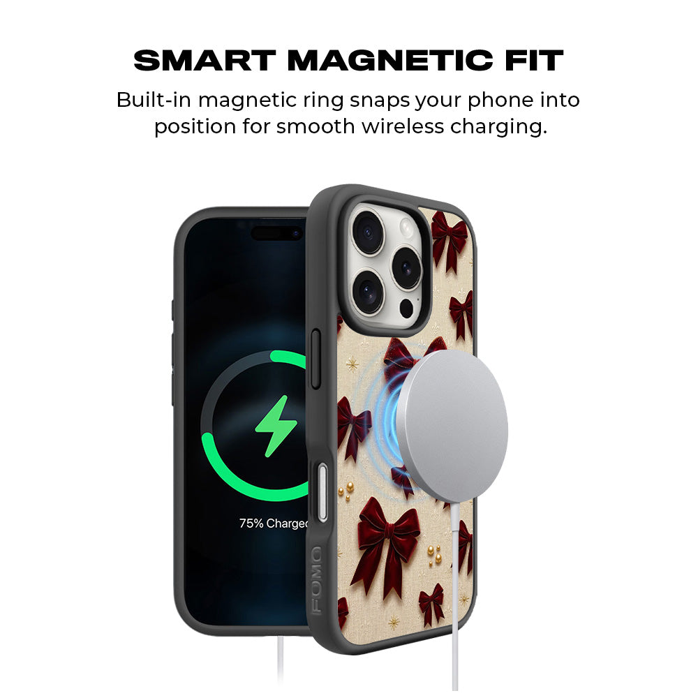 Red Bows 3D Skin with Shockguard Armour Magsafe Case for Apple iPhone 16 Pro Max