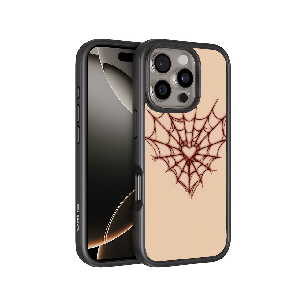Spider Web Heart 3D Skin with Shockguard Armour Magsafe Case for Apple iPhone 16 Pro