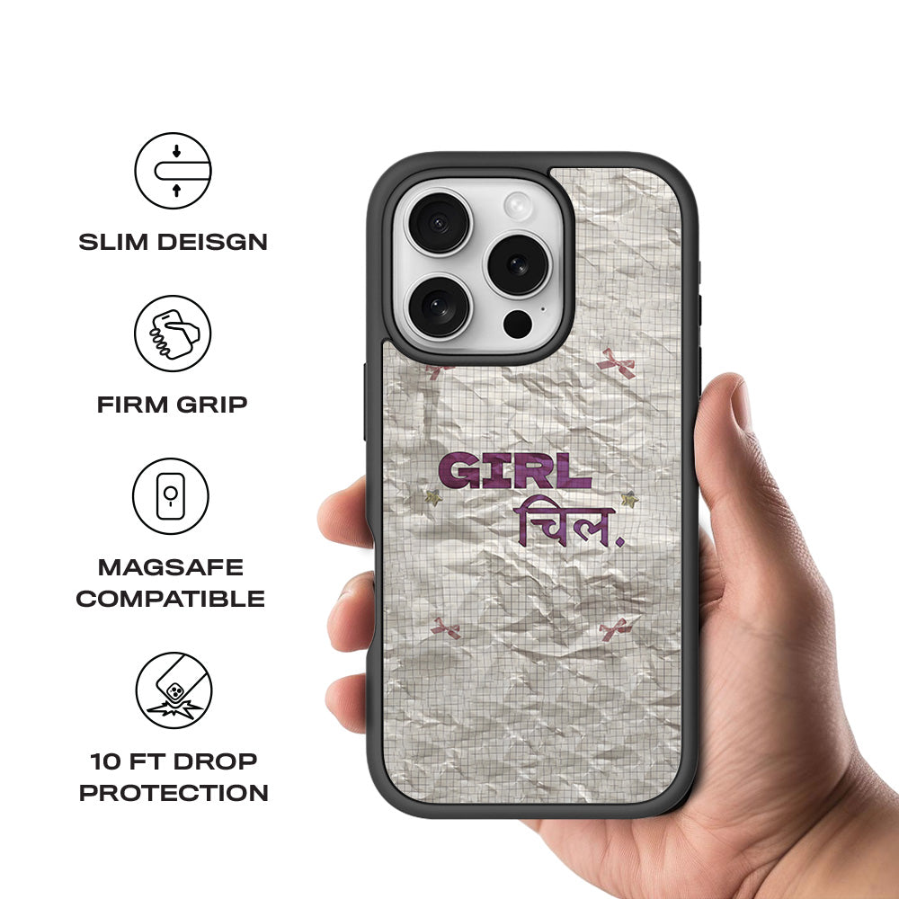 Girl Chill 3D Skin with Shockguard Armour Magsafe Case for Apple iPhone 16 Pro