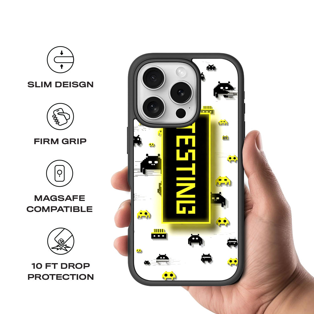 Testing Under Attack 3D Skin with Shockguard Armour Magsafe Case for Apple iPhone 16 Pro