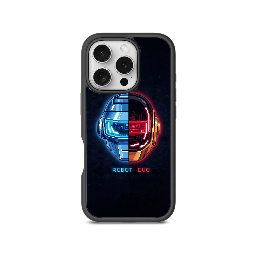 Robot Duo 3D Skin with Shockguard Armour Magsafe Case for Apple iPhone 16 Pro