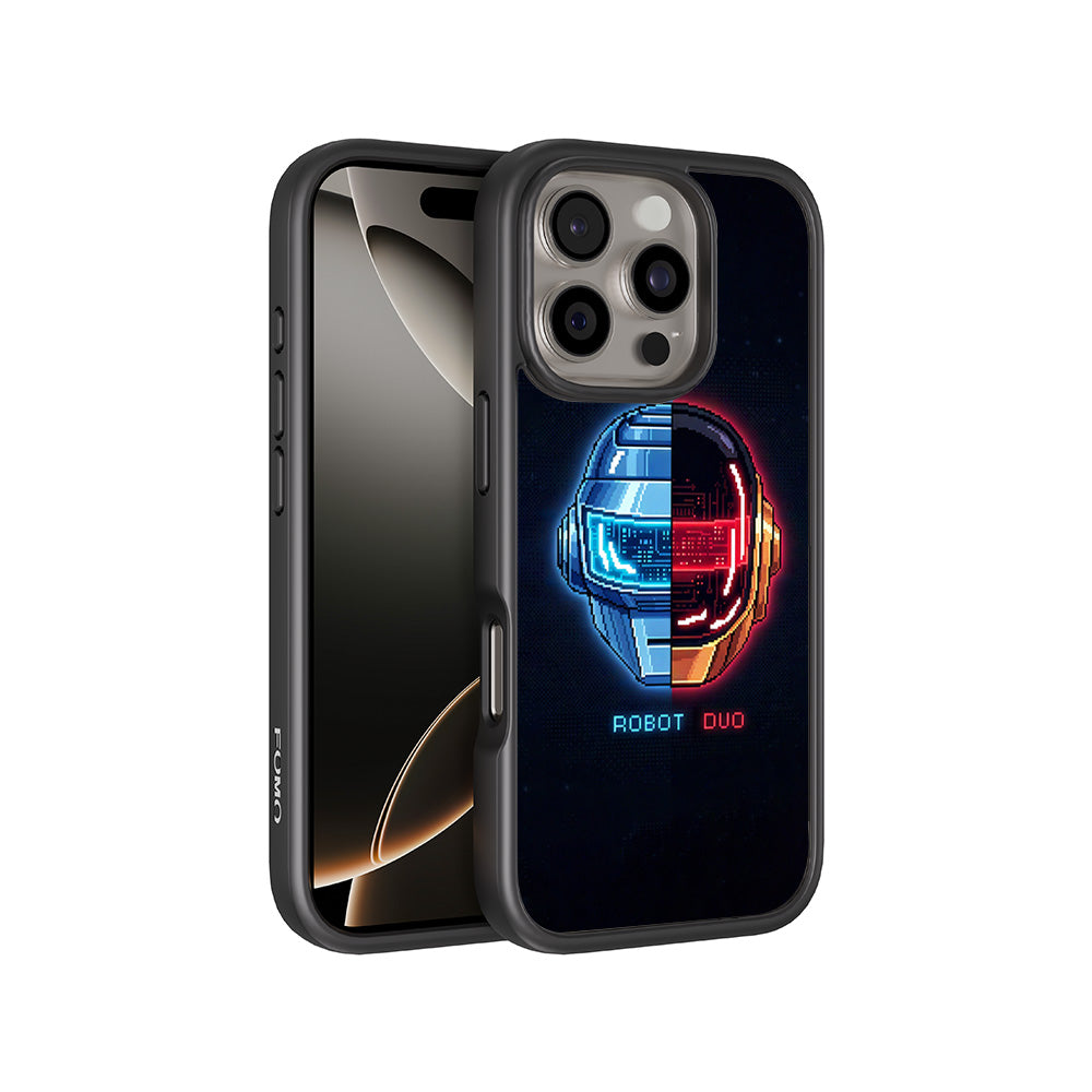 Robot Duo 3D Skin with Shockguard Armour Magsafe Case for Apple iPhone 16 Pro