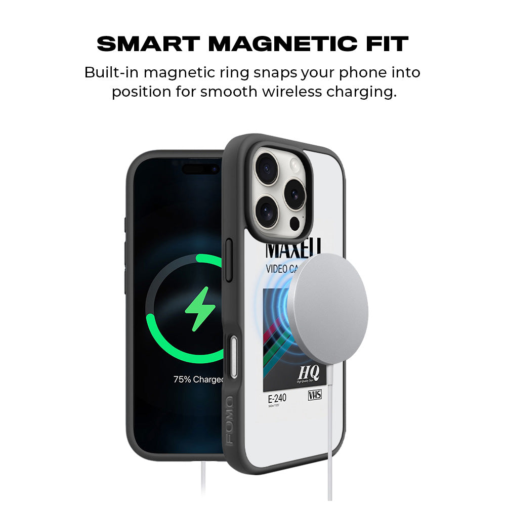 Maxell Video Cassette 3D Skin with Shockguard Armour Magsafe Case for Apple iPhone 16 Pro Max