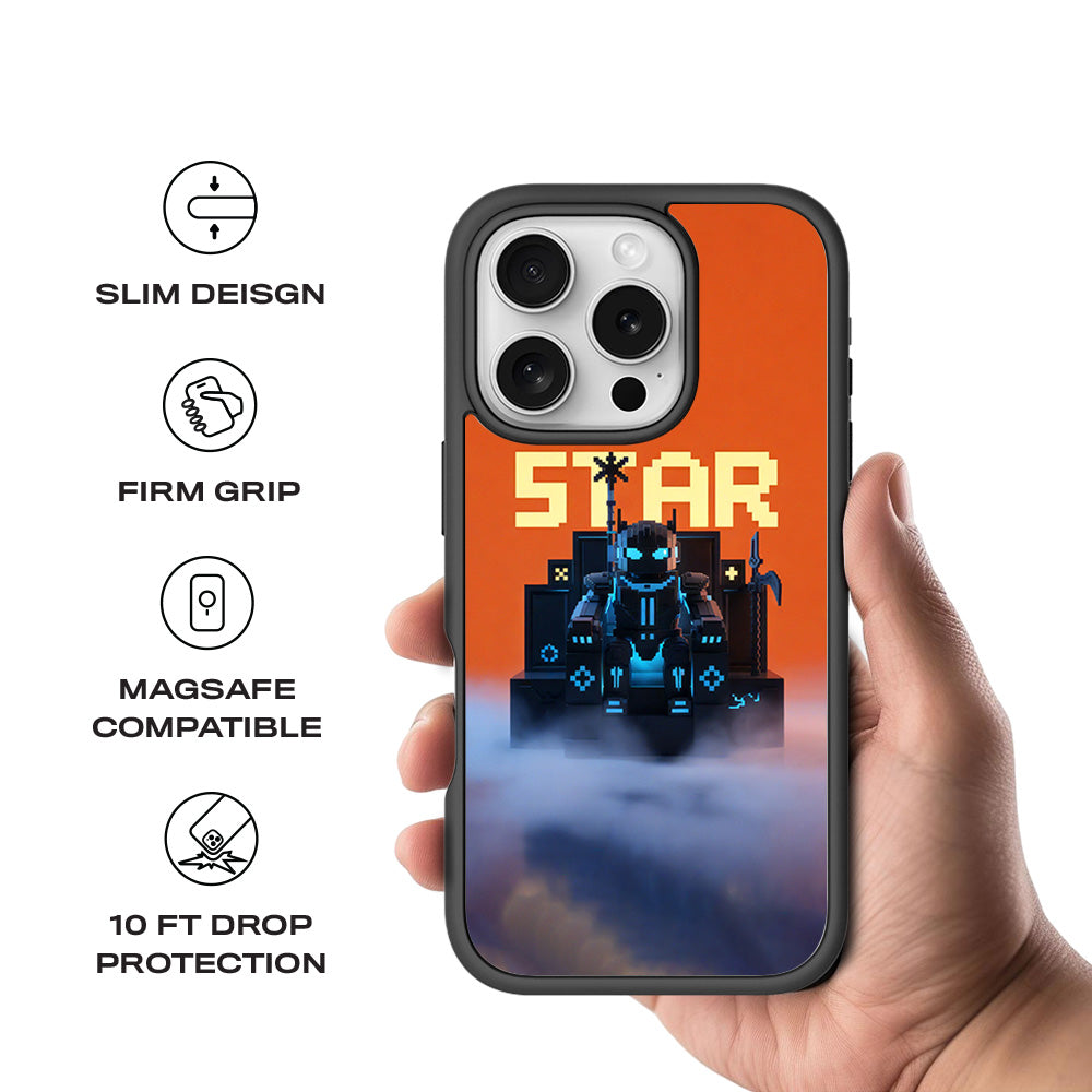 Pixelated Star 3D Skin with Shockguard Armour Magsafe Case for Apple iPhone 16 Pro