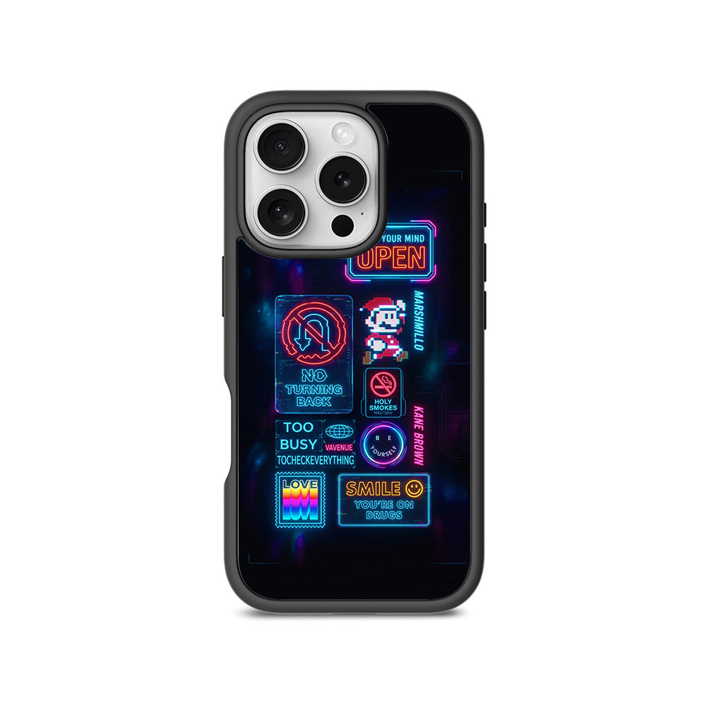 Neon Street Art 3D Skin with Shockguard Armour Magsafe Case for Apple iPhone 16 Pro Max