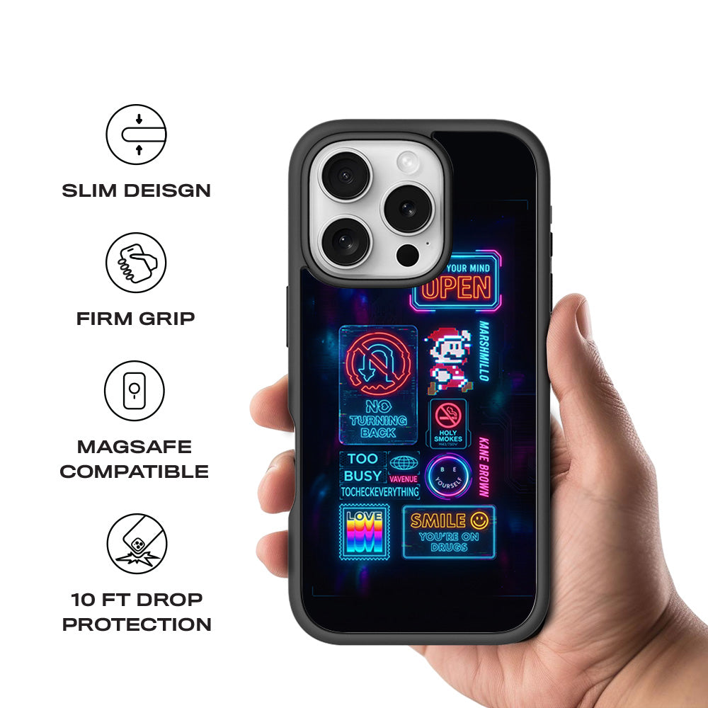 Neon Street Art 3D Skin with Shockguard Armour Magsafe Case for Apple iPhone 16 Pro Max