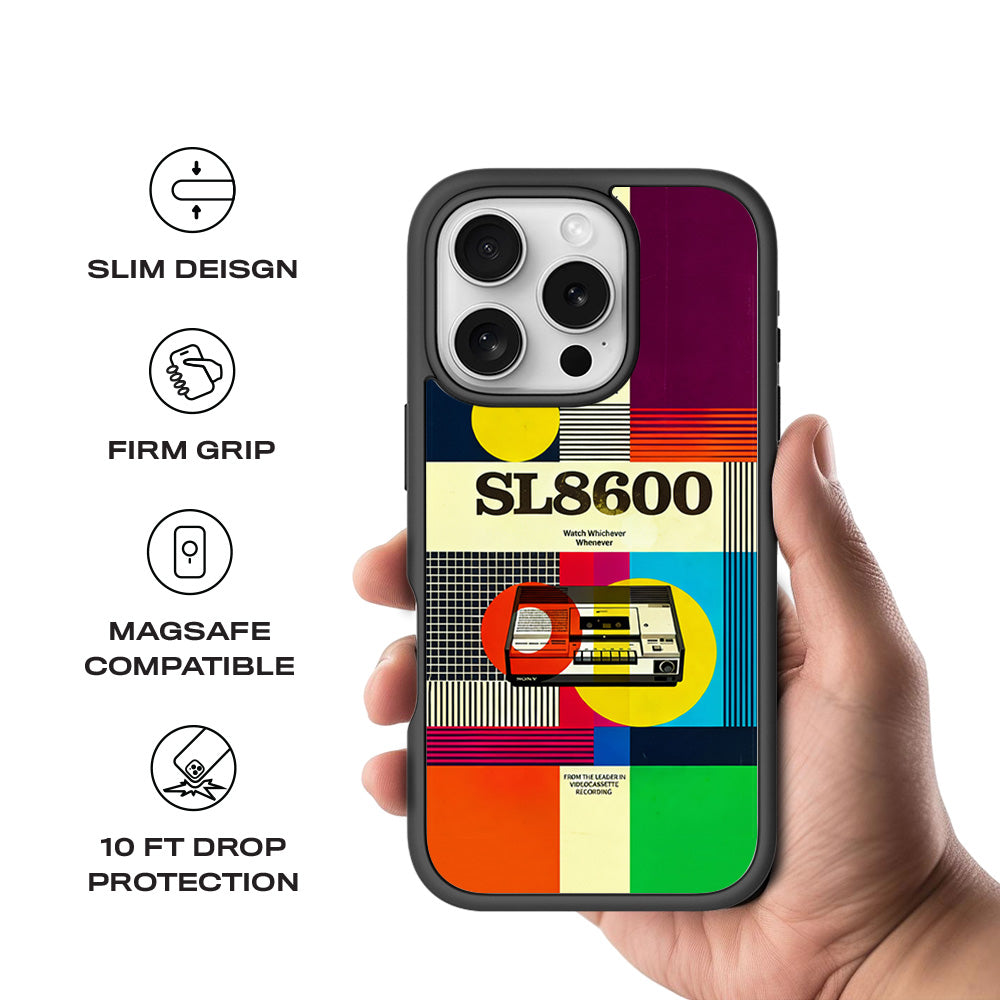 Betamax Vintage Vibes 3D Skin with Shockguard Armour Magsafe Case for Apple iPhone 16 Pro and 16 Pro Max