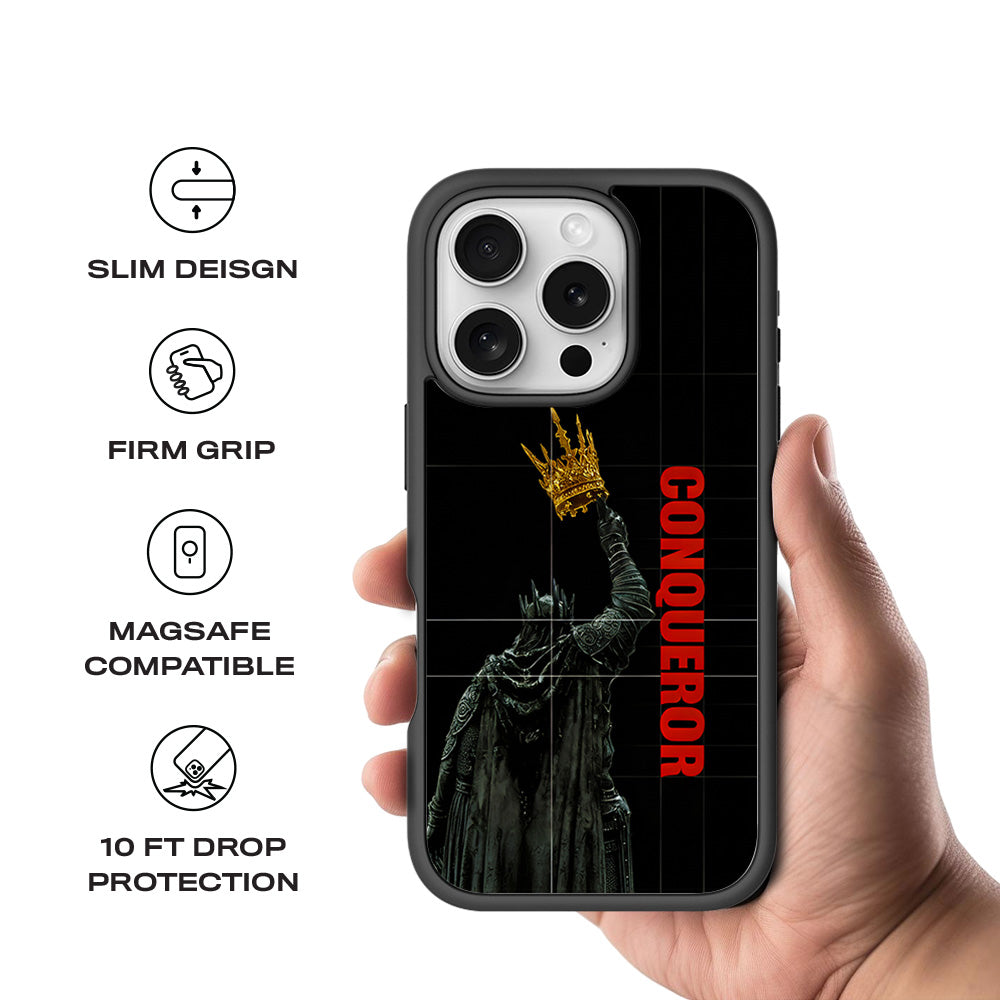 Crowned Conqueror 3D Skin with Shockguard Armour Magsafe Case for Apple iPhone 16 Pro