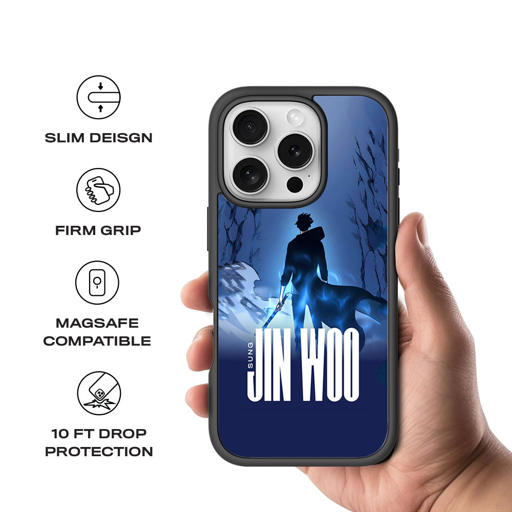 Jin Woo S-Rank Hunter Anime 3D Skin with Shockguard Armour Magsafe Case for Apple iPhone 16 Pro