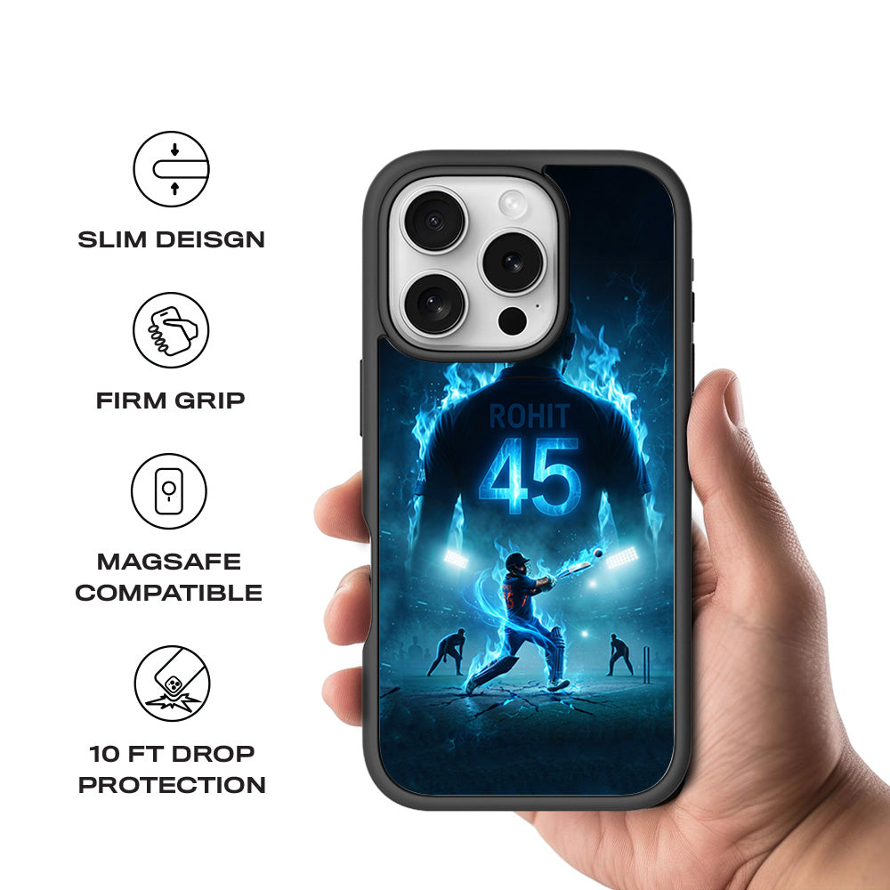 Rohit Sharma Hitman 45 Sports 3D Skin with Shockguard Armour Magsafe Case for Apple iPhone 16 Pro Max