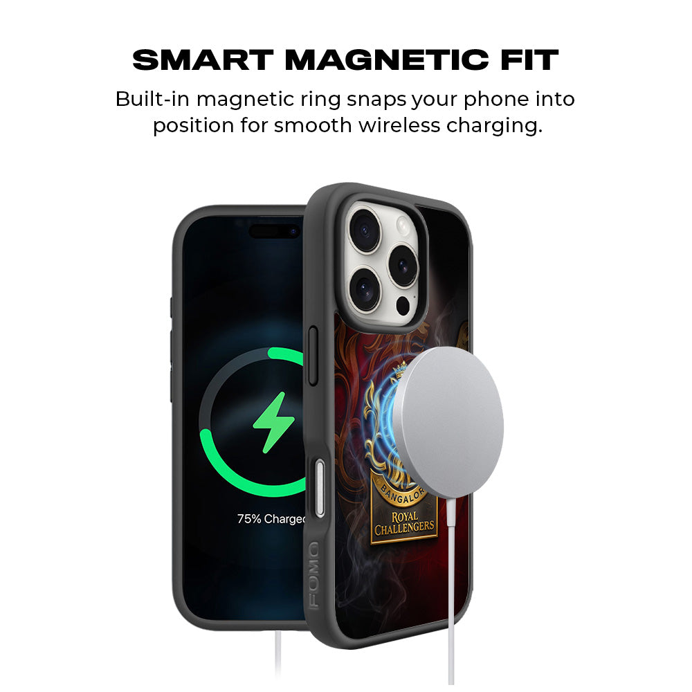 Royal Challengers Bangalore Golden Lion IPL Sports 3D Skin with Shockguard Armour Magsafe Case for Apple iPhone 16 Pro