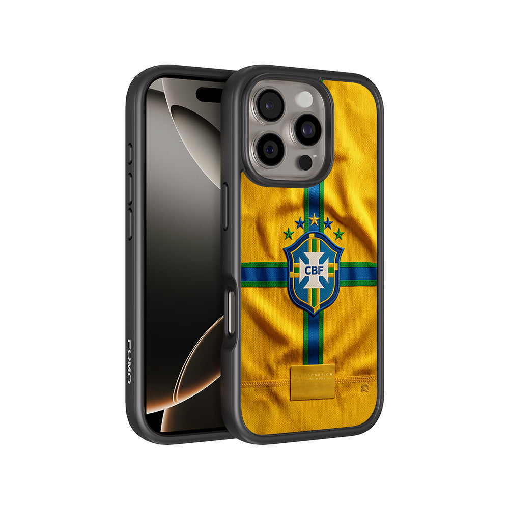 Brazil Football Crest Sports 3D Skin with Shockguard Armour Magsafe Case for Apple iPhone 16 Pro Max
