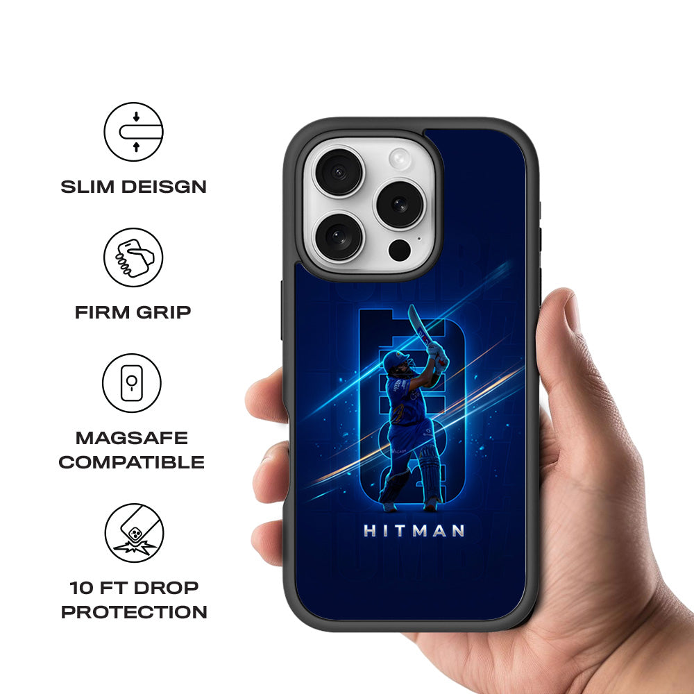 Rohit Sharma Hitman Cricket Sports 3D Skin with Shockguard Armour Magsafe Case for Apple iPhone 16 Pro