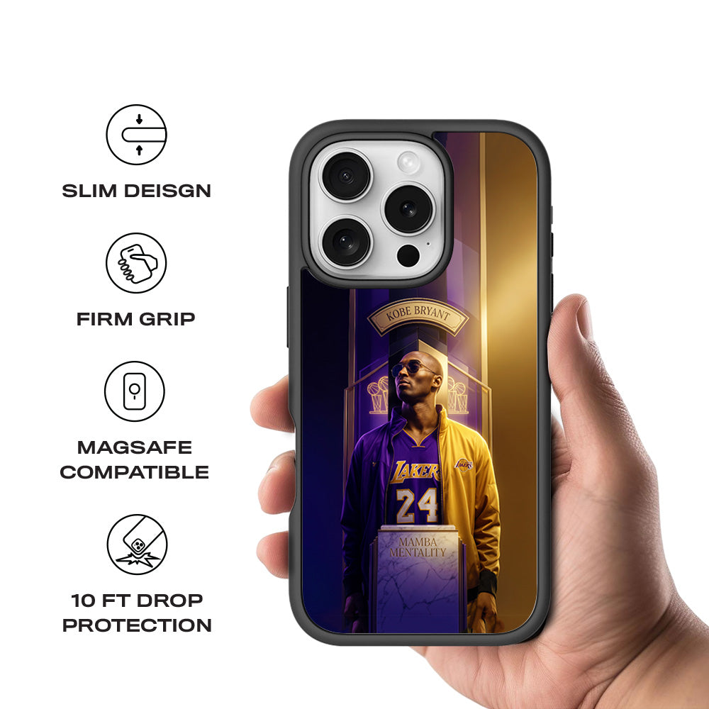 Kobe Bryant Mamba Mentality Sports 3D Skin with Shockguard Armour Magsafe Case for Apple iPhone 16 Pro