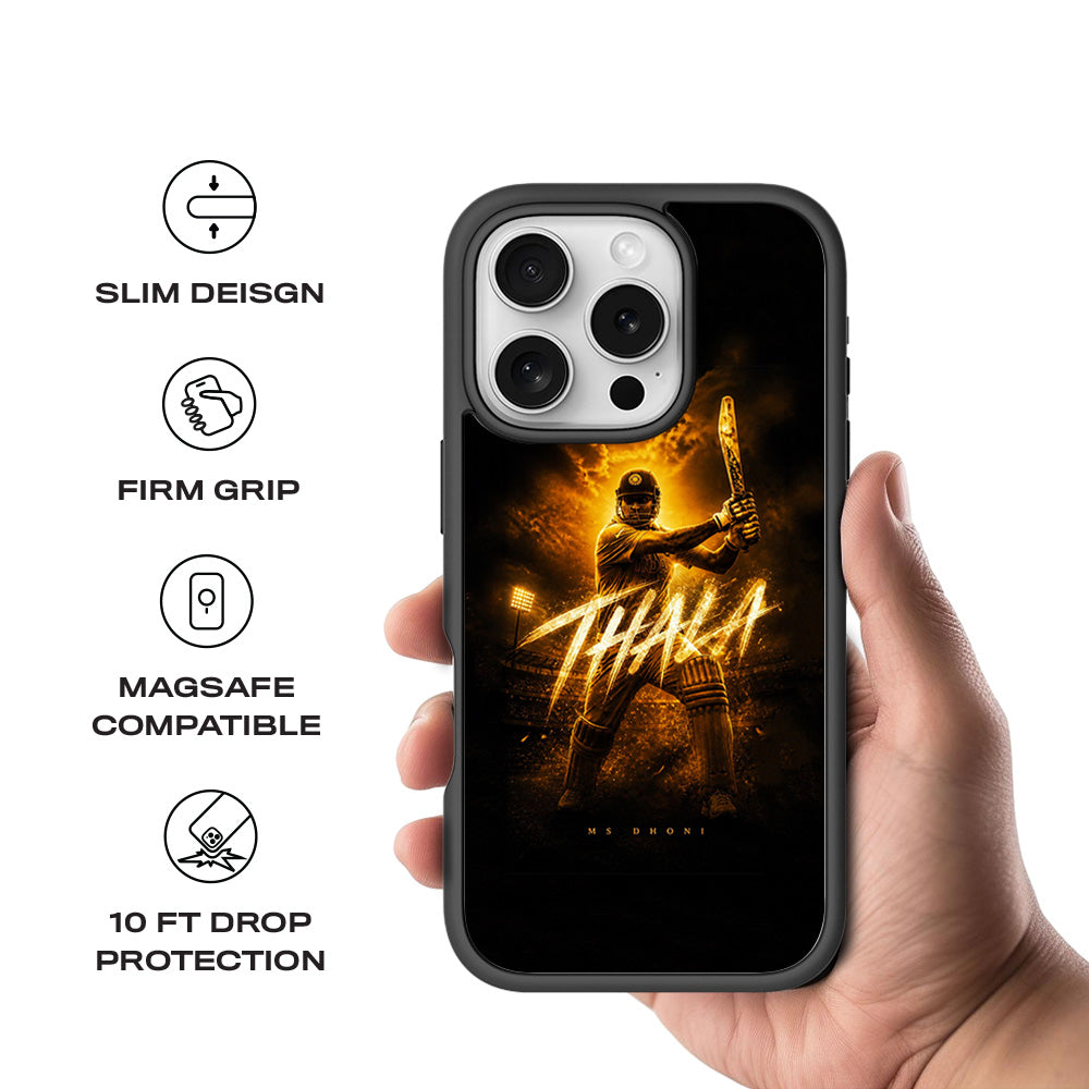 MS Dhoni THALA Cricket Sports 3D Skin with Shockguard Armour Magsafe Case for Apple iPhone 16 Pro Max