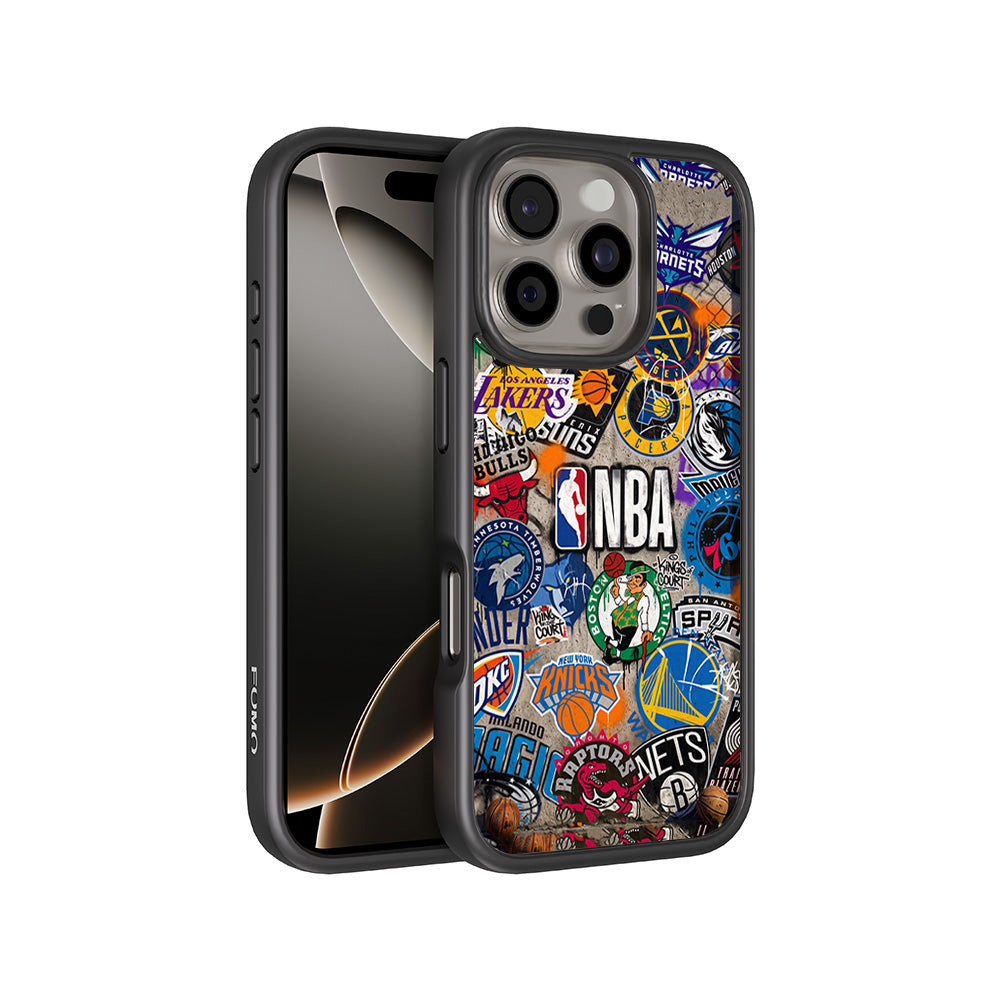 NBA Sticker Style Sports 3D Skin with Shockguard Armour Magsafe Case for Apple iPhone 16 Pro
