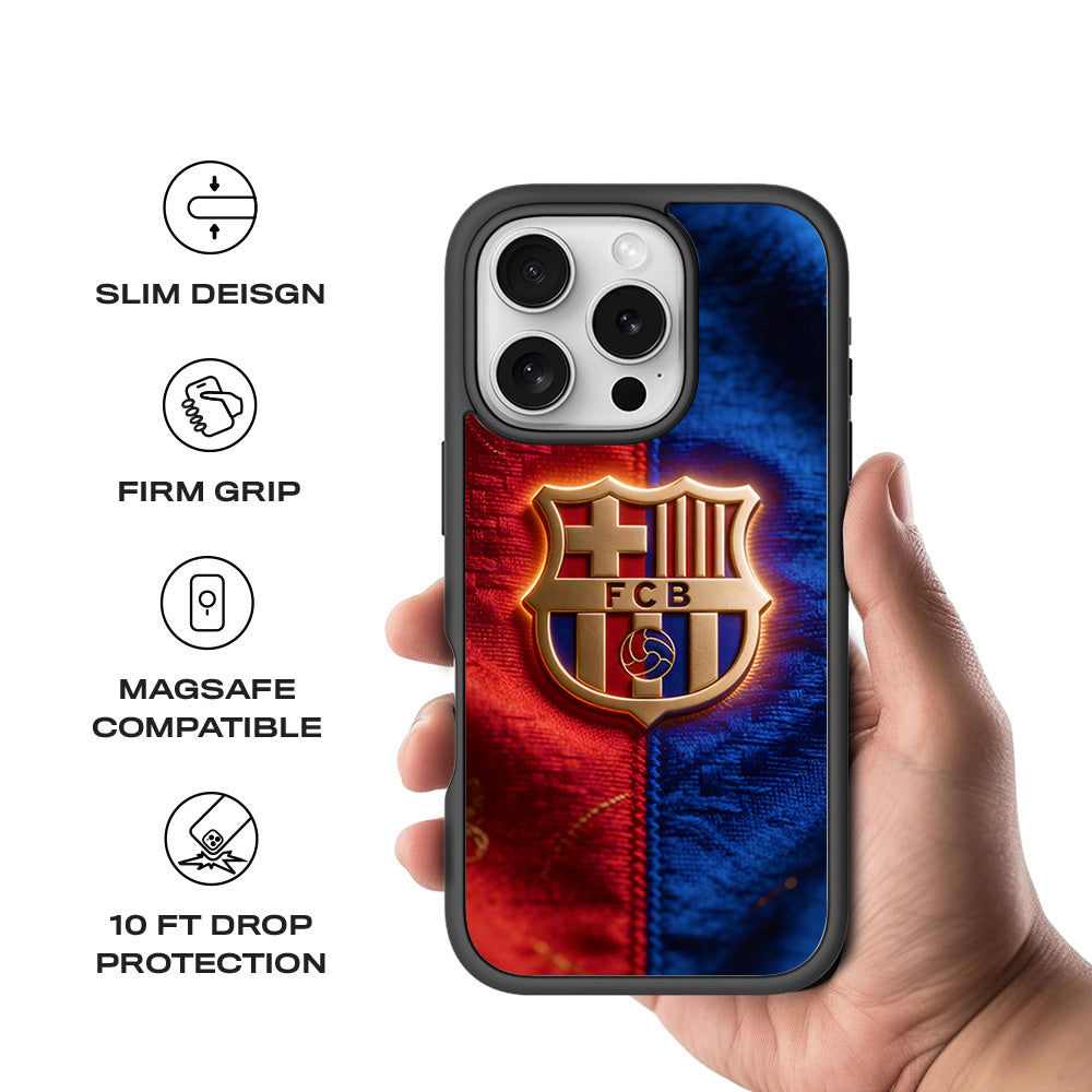 FC Barcelona Sports 3D Skin with Shockguard Armour Magsafe Case for Apple iPhone 16 Pro