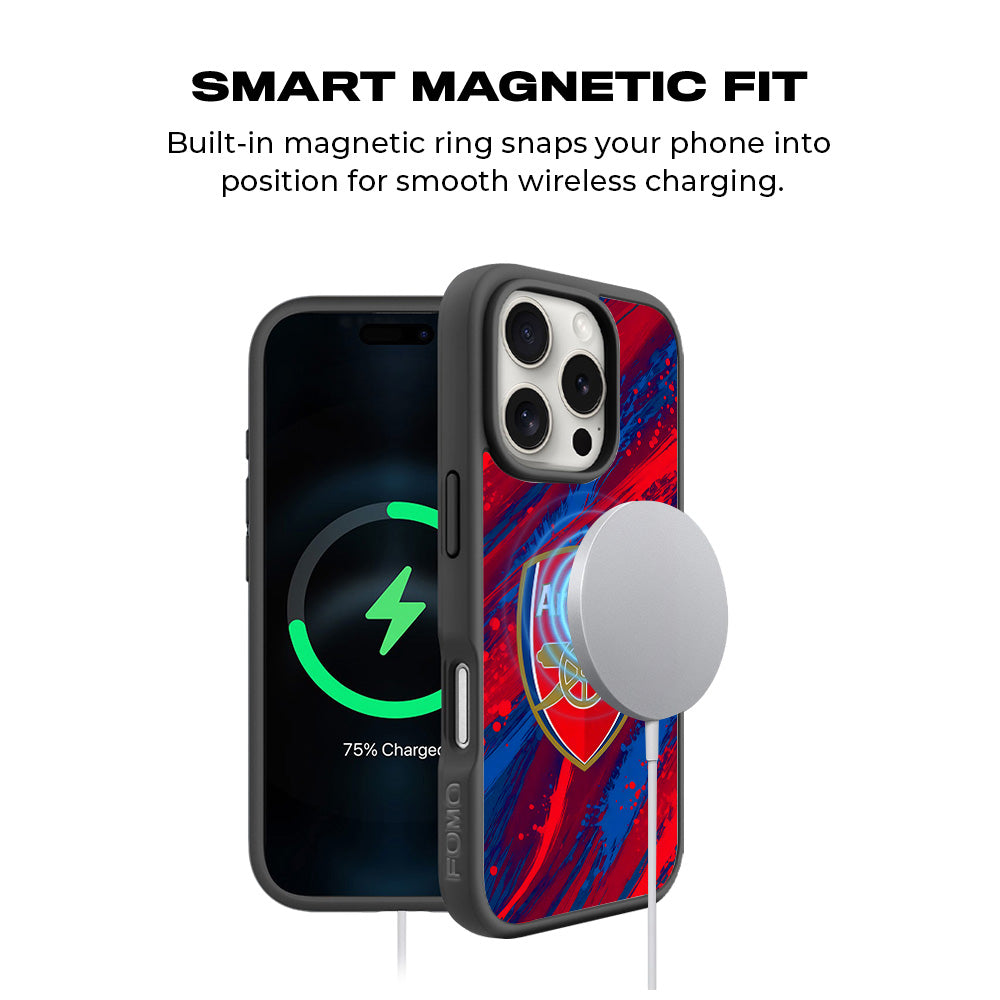 Arsenal Modern Crest Sports 3D Skin with Shockguard Armour Magsafe Case for Apple iPhone 16 Pro