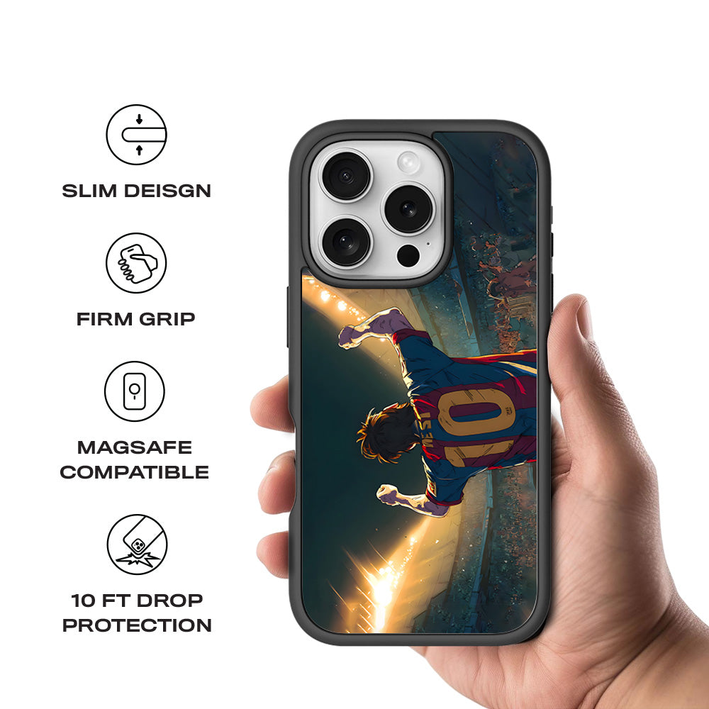 Rising Champion Messi 3D Skin with Shockguard Armour Magsafe Case for Apple iPhone 16 Pro