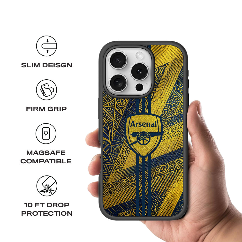 Arsenal Alternate Kit Sports 3D Skin with Shockguard Armour Magsafe Case for Apple iPhone 16 Pro