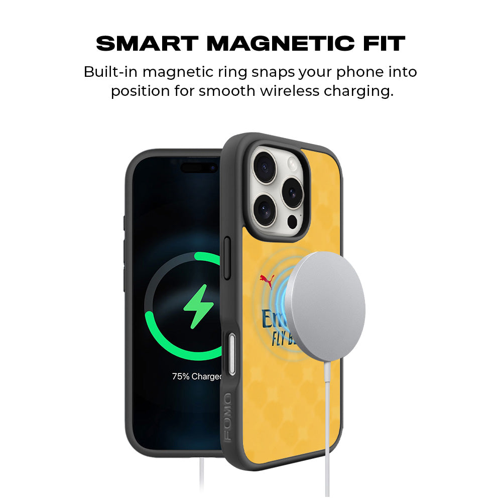 Emirates Yellow 3D Skin with Shockguard Armour Magsafe Case for Apple iPhone 16 Pro Max