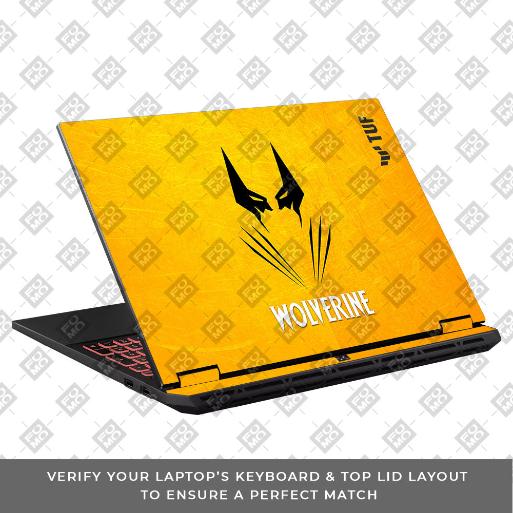 Wolverine with Yellow Background Asus TUF Gaming A16 2025 Laptop Skin
