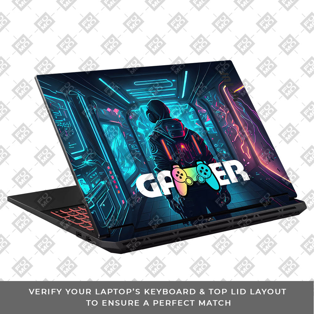 Gamer in Glowing Background Gaming Asus TUF Gaming A16 2025 Laptop Skin