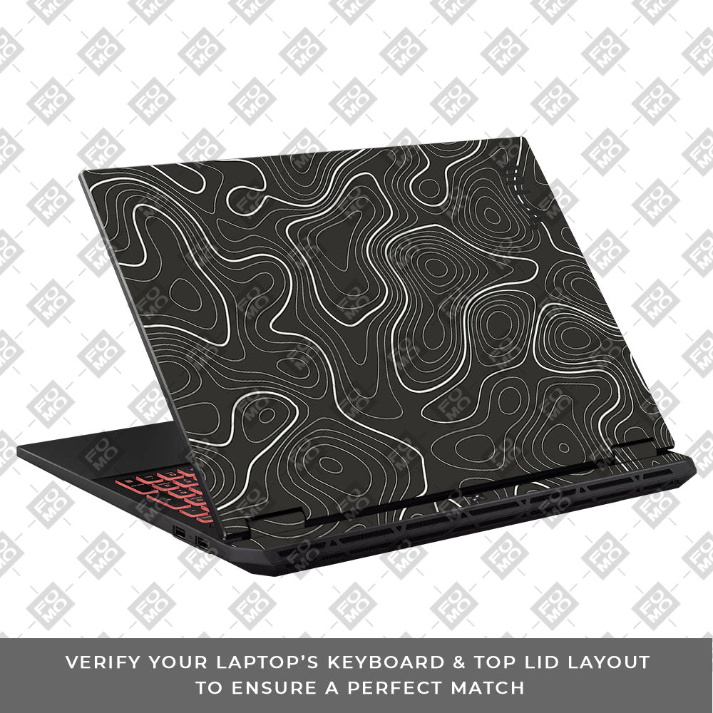 Grayscale Topographic Lines Asus TUF Gaming A16 2025 Laptop Skin