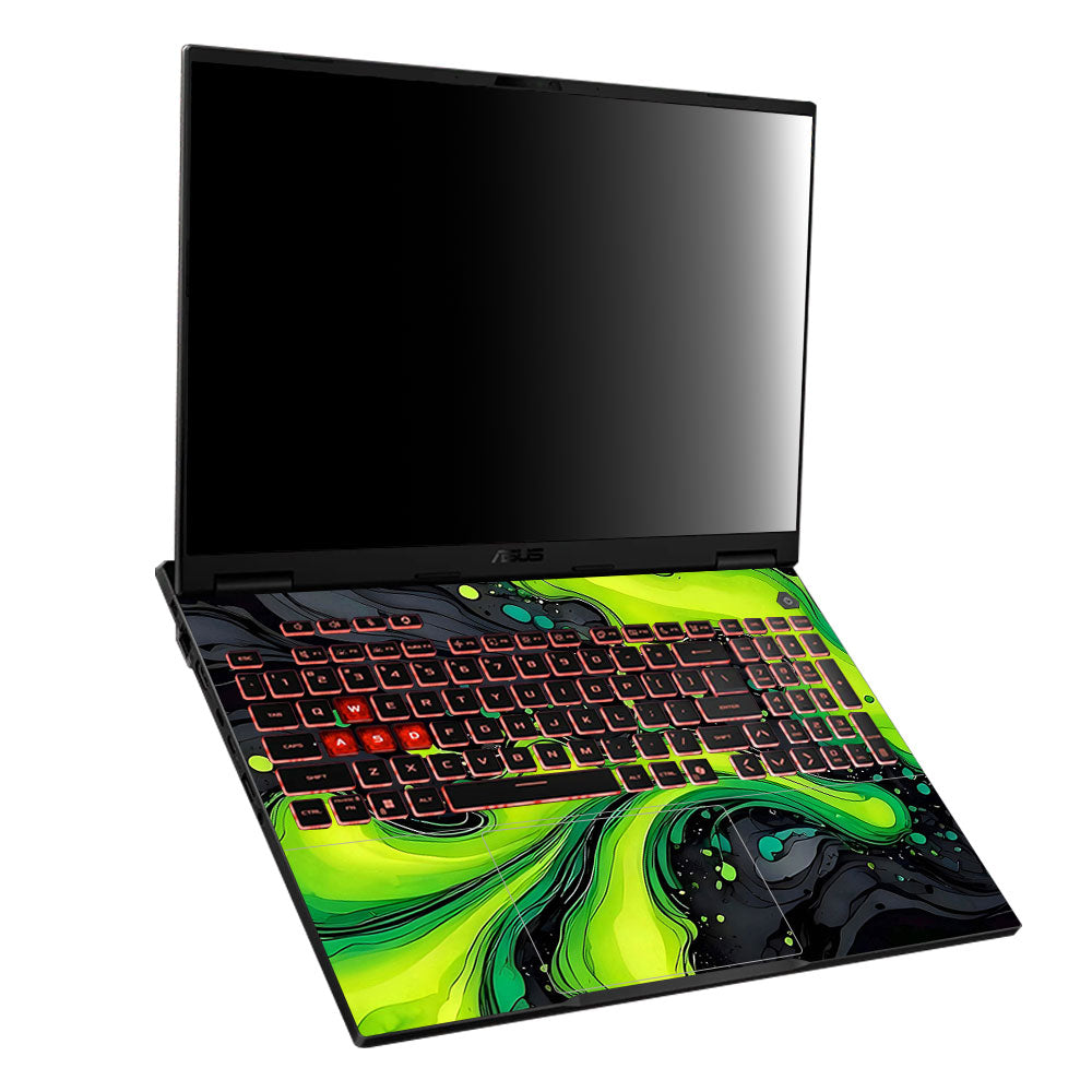 Neon Green Paint Swirls Asus TUF Gaming A16 2025 Laptop Skin