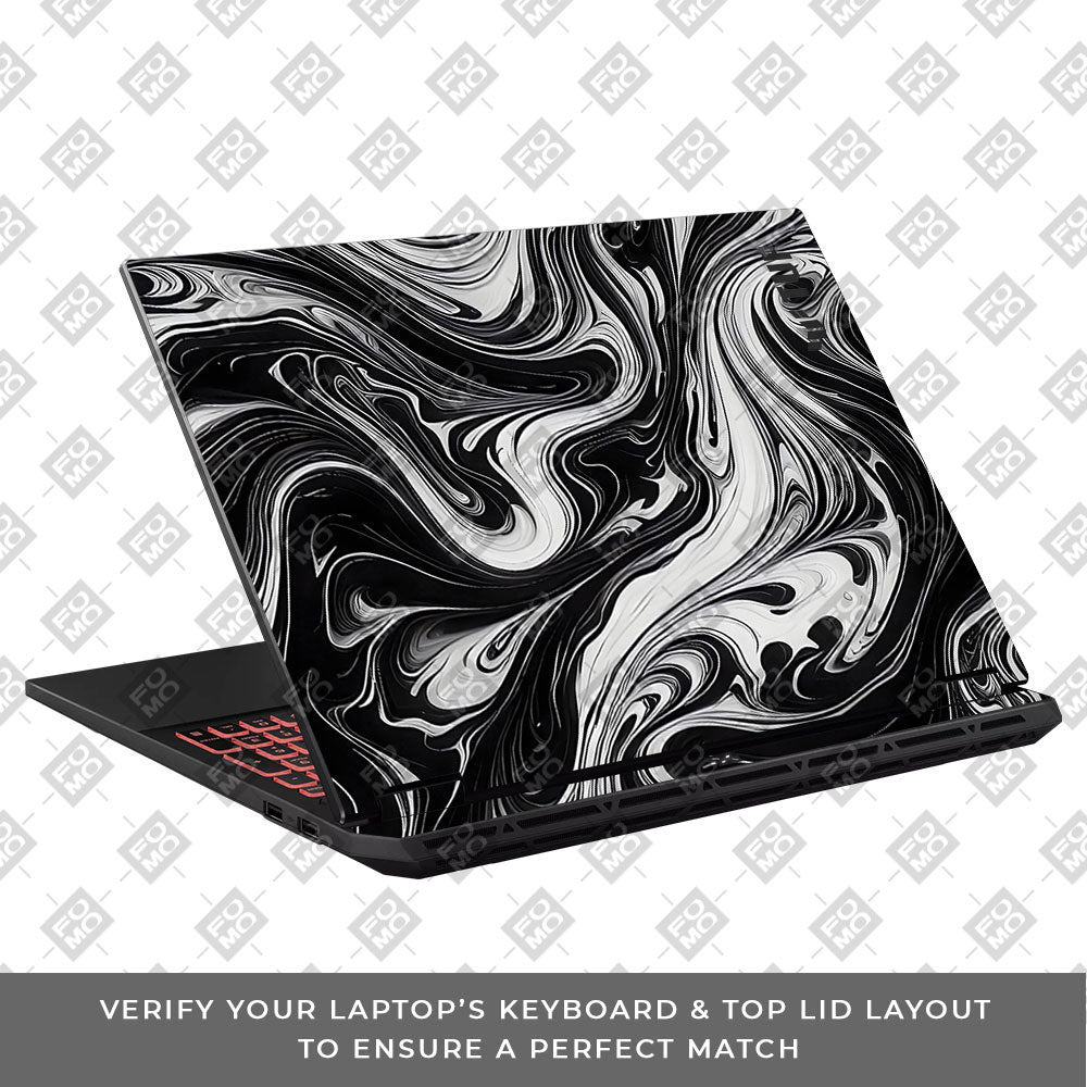 Black and White Marble Asus TUF Gaming A16 2025 Laptop Skin