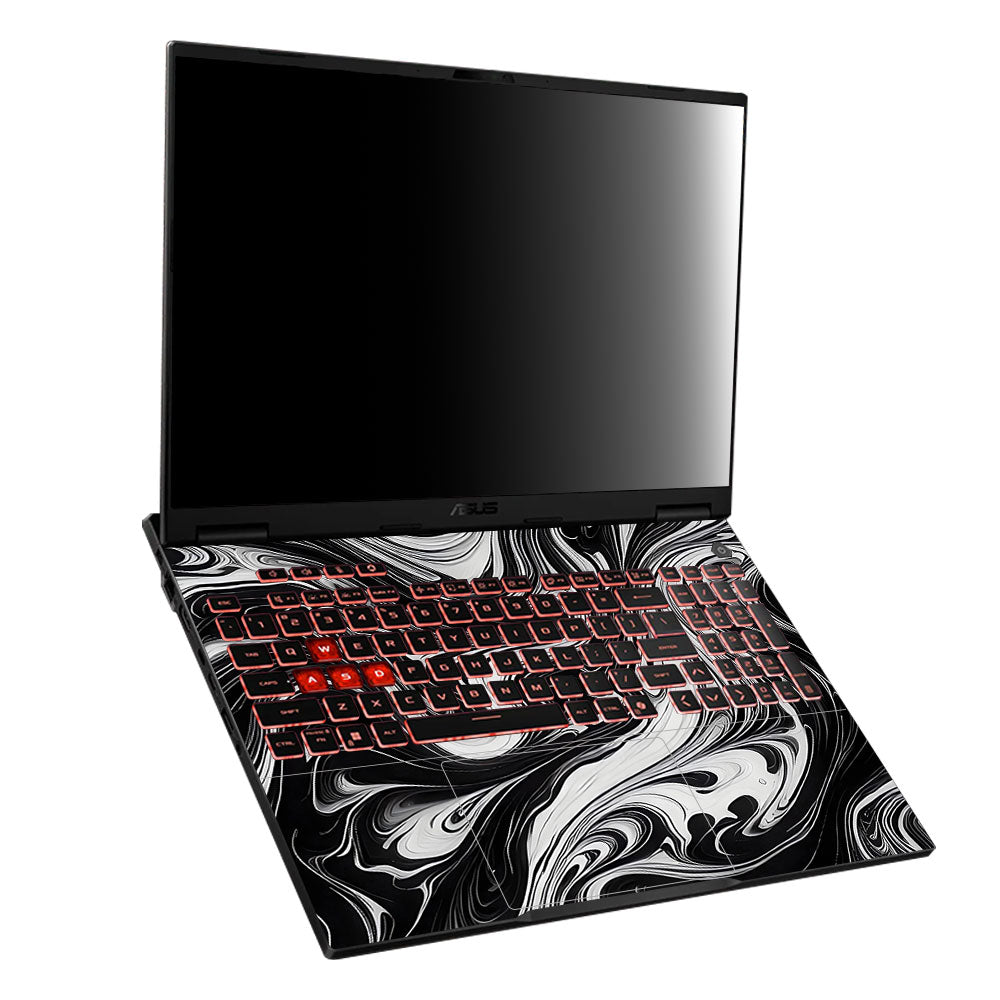 Black and White Marble Asus TUF Gaming A16 2025 Laptop Skin