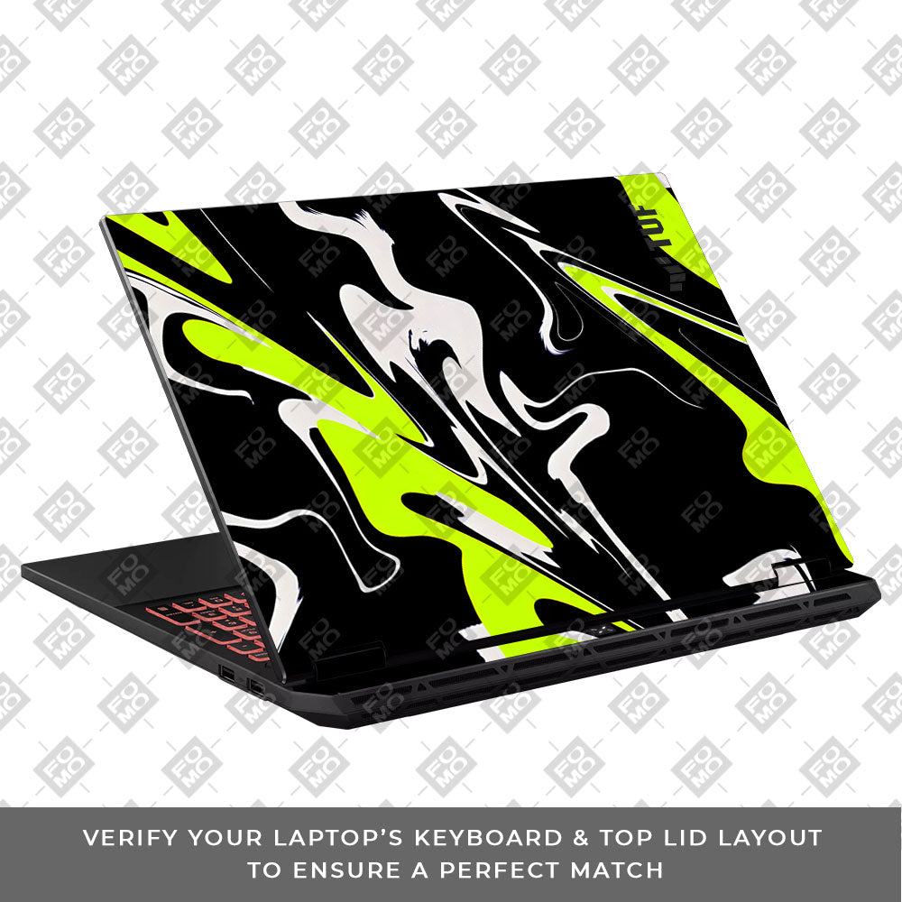 Neon Green and Black Patterns Asus TUF Gaming A16 2025 Laptop Skin