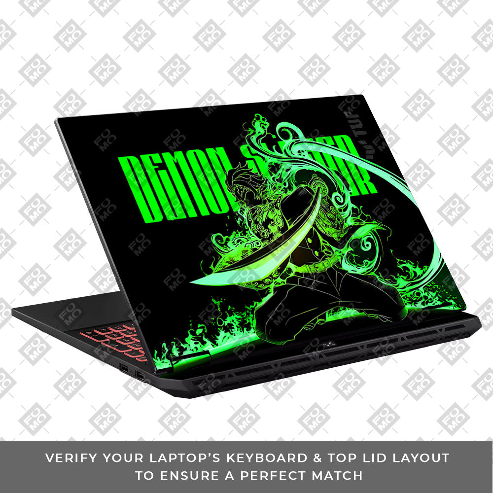 Tanjiro Green Flame Dance Asus TUF Gaming A16 2025 3D Laptop Skin