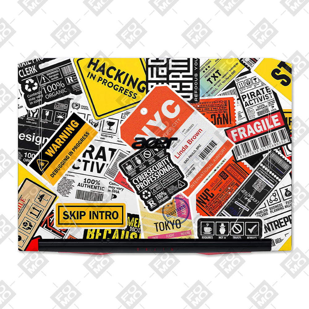Tech Aesthetic Sticker Collage Acer Nitro 5 AN515 44, 56 Laptop Skin