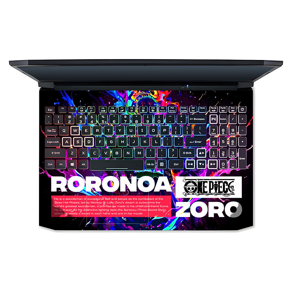 Zoro with Neon Flames Acer Nitro 5 AN515 44, 56 Laptop Skin