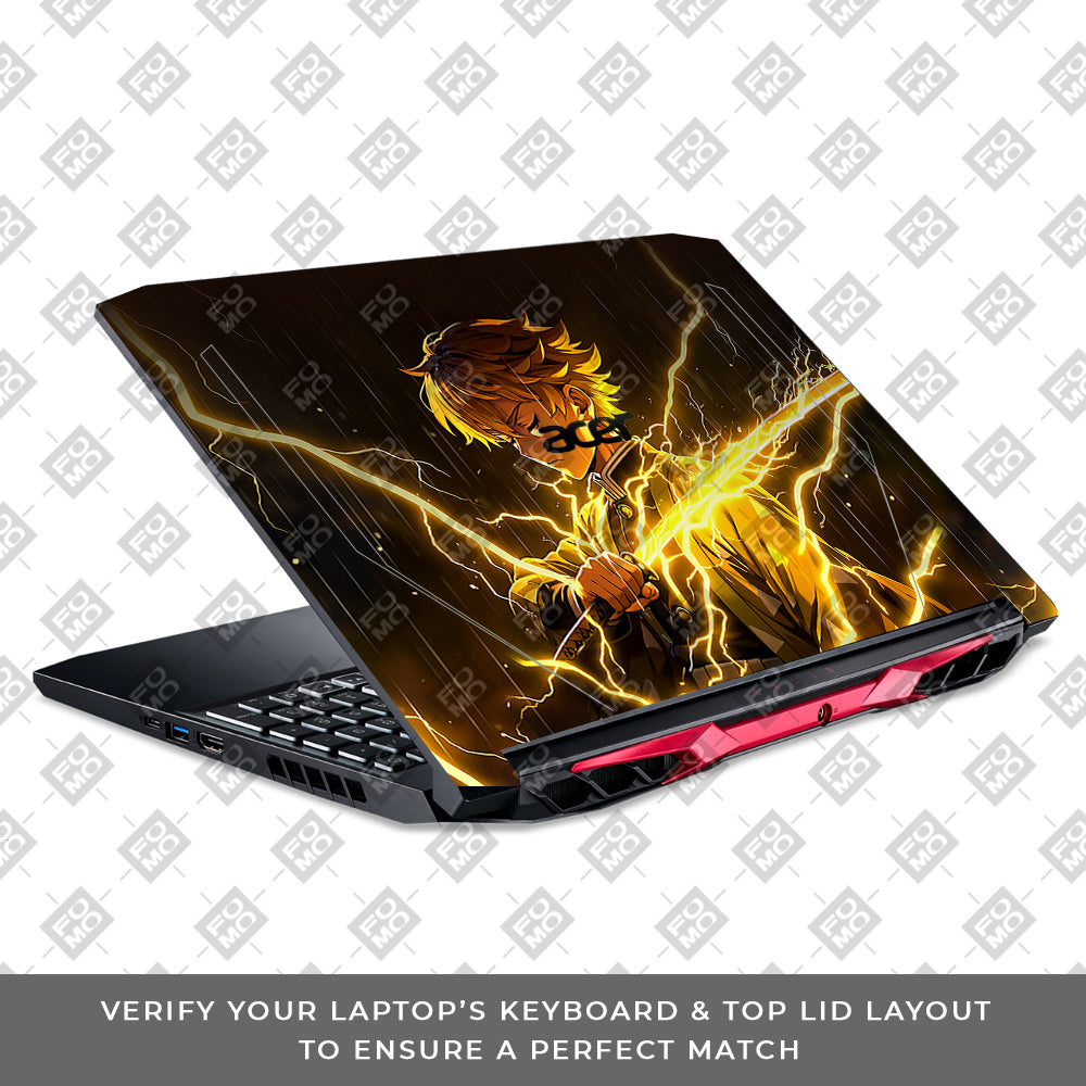 Thunder Soul Lightning Zenitsu Acer Nitro 5 AN515 44, 56 Laptop Skin