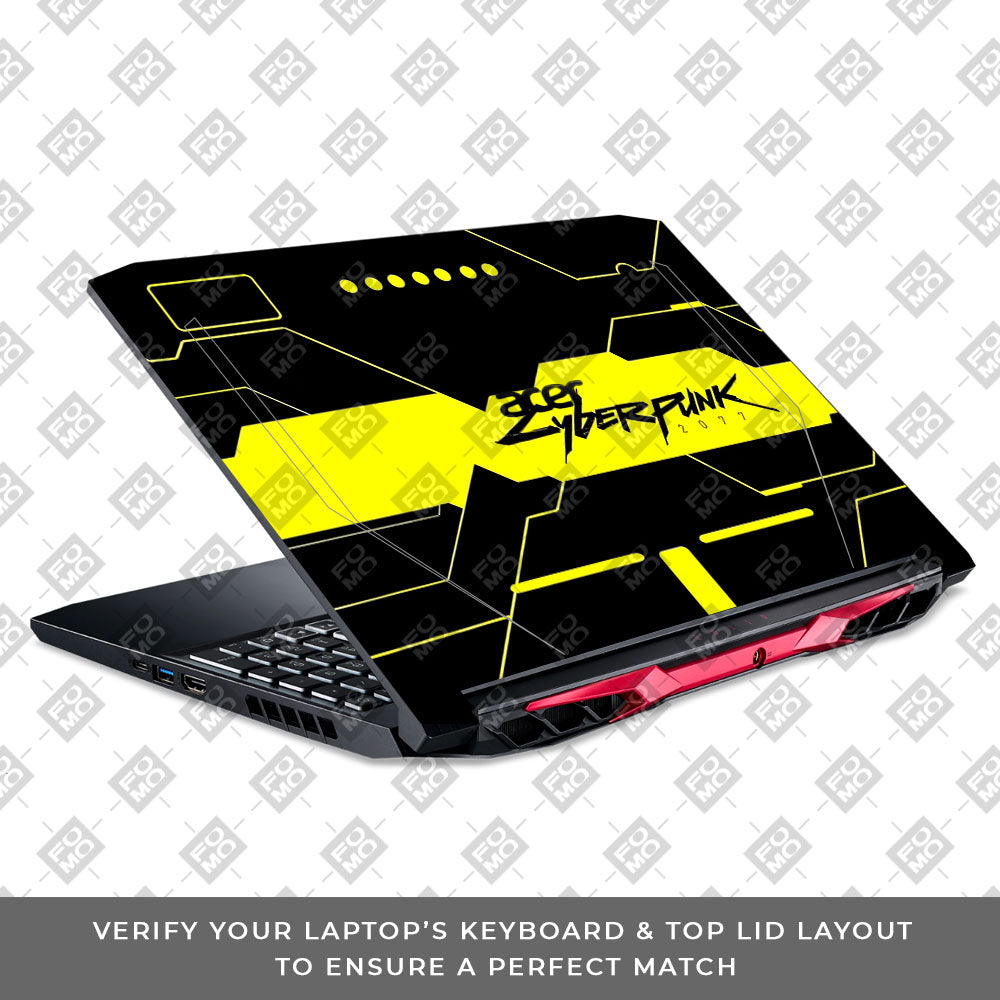 Cyberpunk Yellowline Grid Acer Nitro 5 AN515 44, 56 Laptop Skin