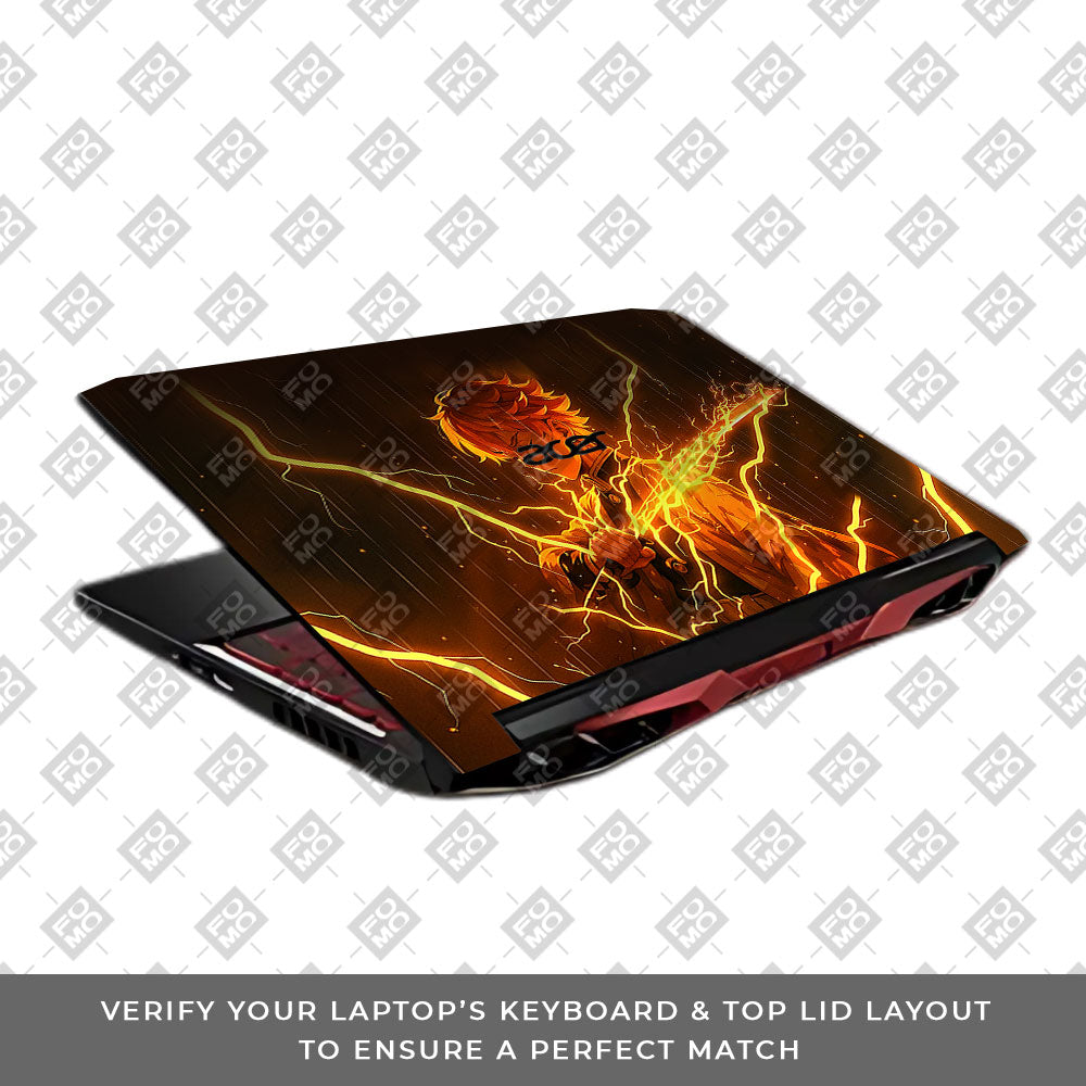 Thunder Soul Lightning Zenitsu Acer Nitro 5 AN515 45, 55, 57 Laptop Skin