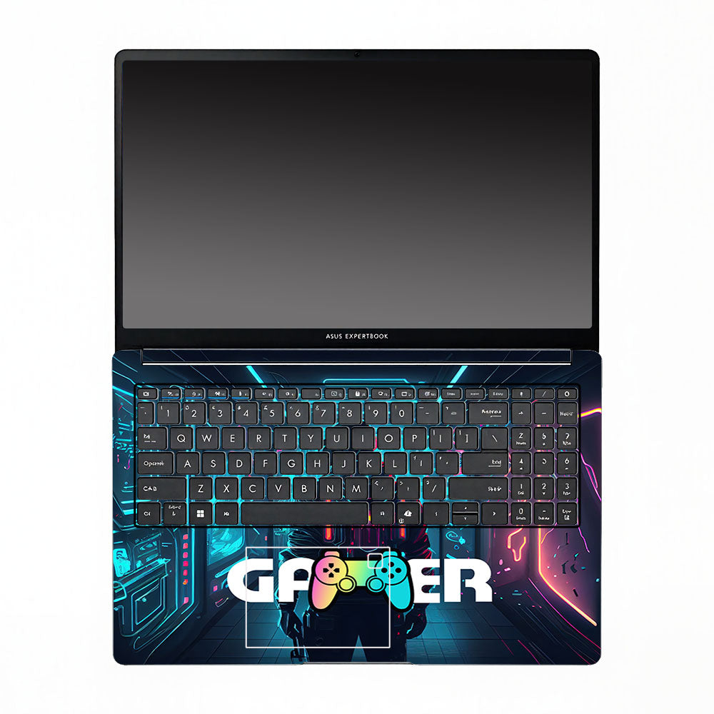 Gamer in Glowing Background Gaming Asus ExpertBook P1503 Laptop Skin