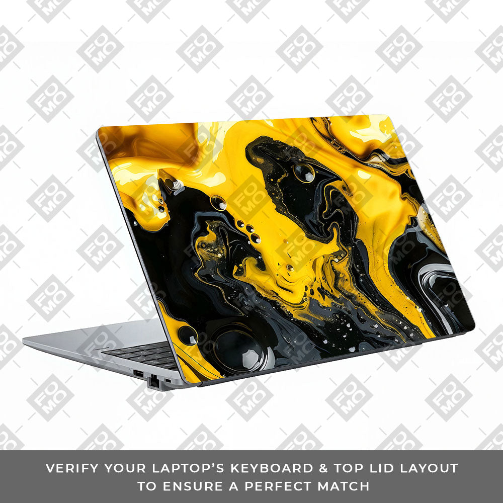 Yellow and Black Paint Swirls Asus ExpertBook P1503 Laptop Skin