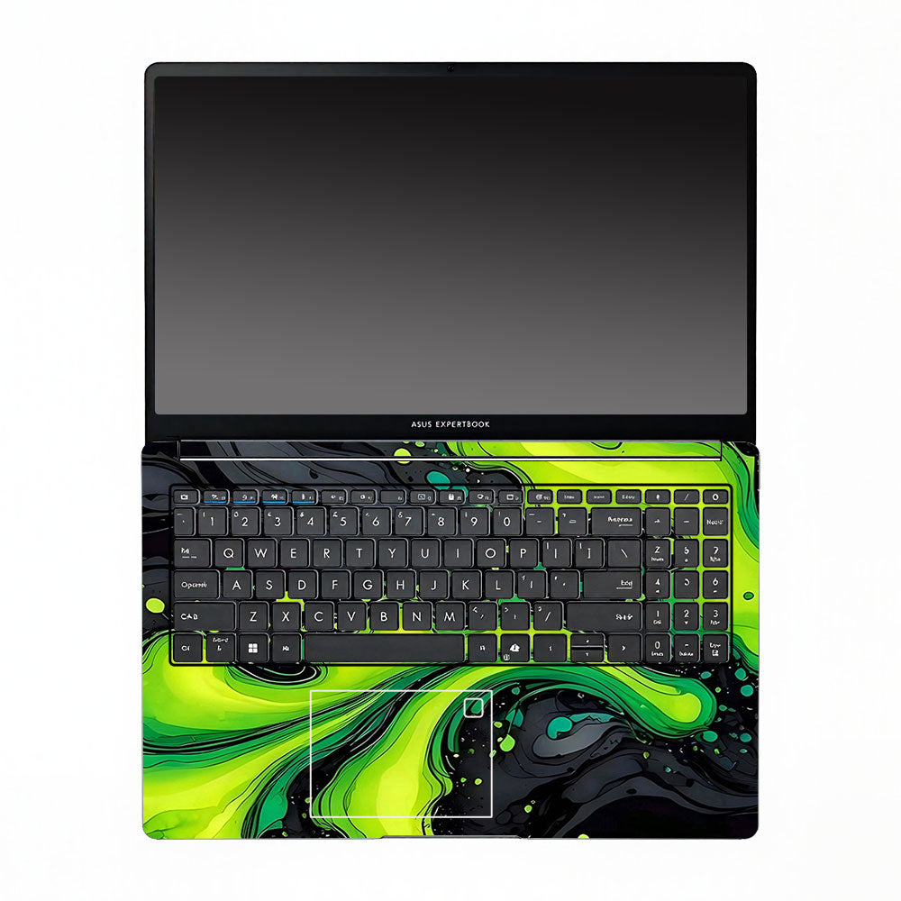 Neon Green Paint Swirls Asus ExpertBook P1503 Laptop Skin